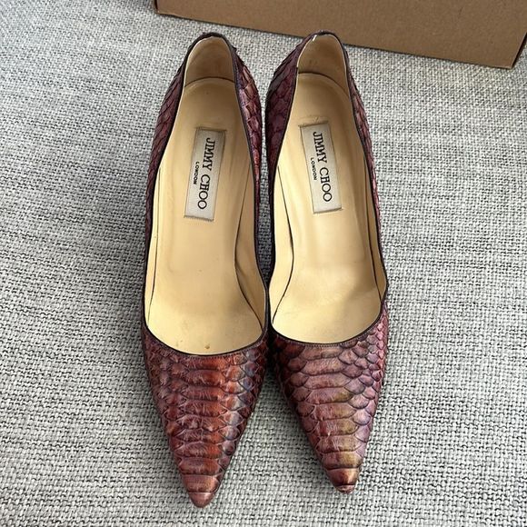 Jimmy Choo Shoes Womens Pink Yellow Snakeskin Pump Heels - fits a 7.5-8 - Picture 8 of 8